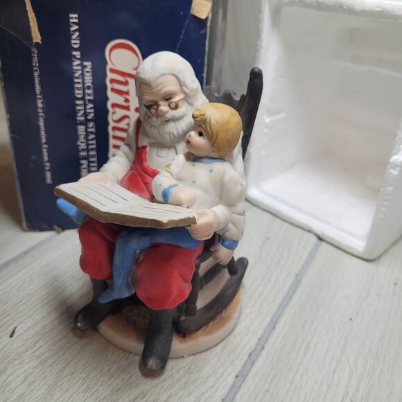 Vtg 1982 Spirit Of Christmas Handpainted Porceline Santa Clause & Child Figurine - Picture 2 of 8